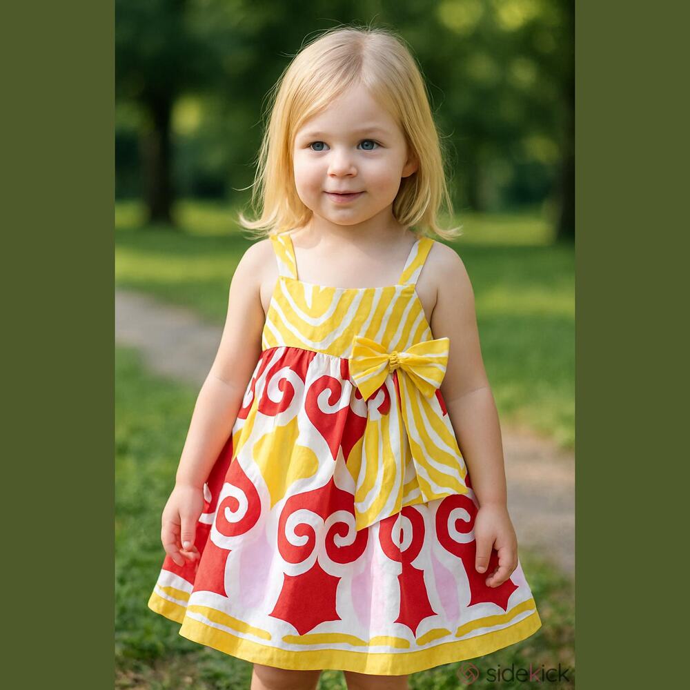 Owl's & Bat's Girls Dress Size 4T Mustard Red Pink Cream Zebra Boutique NEW